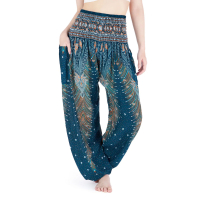 Yoga-Harembroek Small Veer groen/blauw